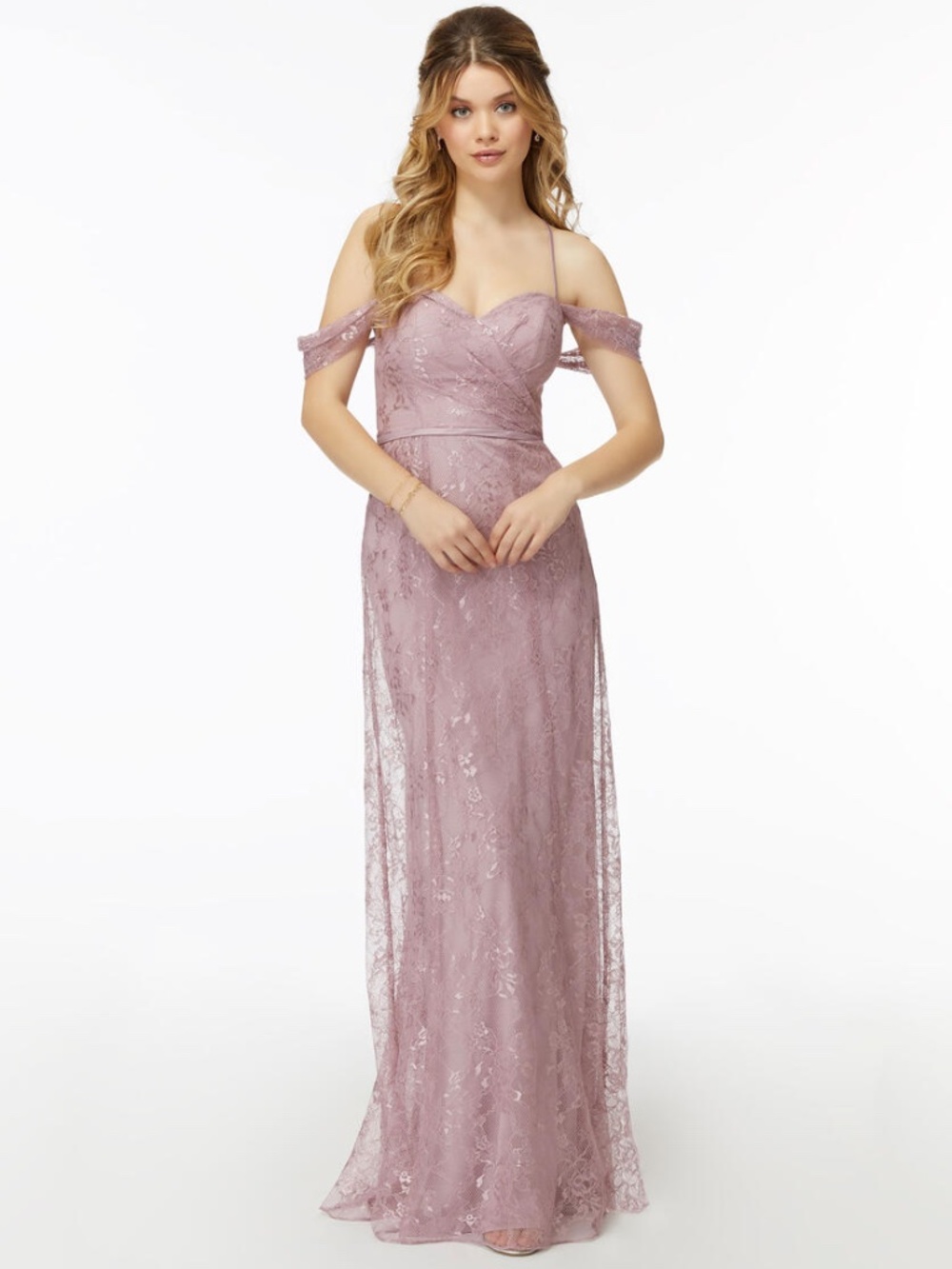 MORI LEE PINK CHANTILLY LACE GOWN SIZE 14